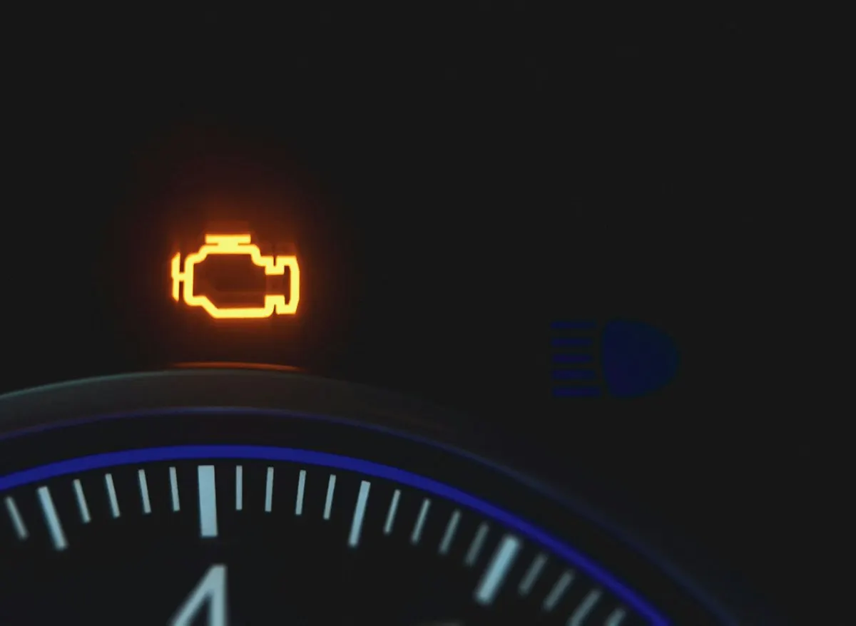 How Many Miles Is Too Many for a Used Car? A Realistic Buyer's Guide 5 Check engine warning light on a dashboard, a red flag on a high-mileage used car