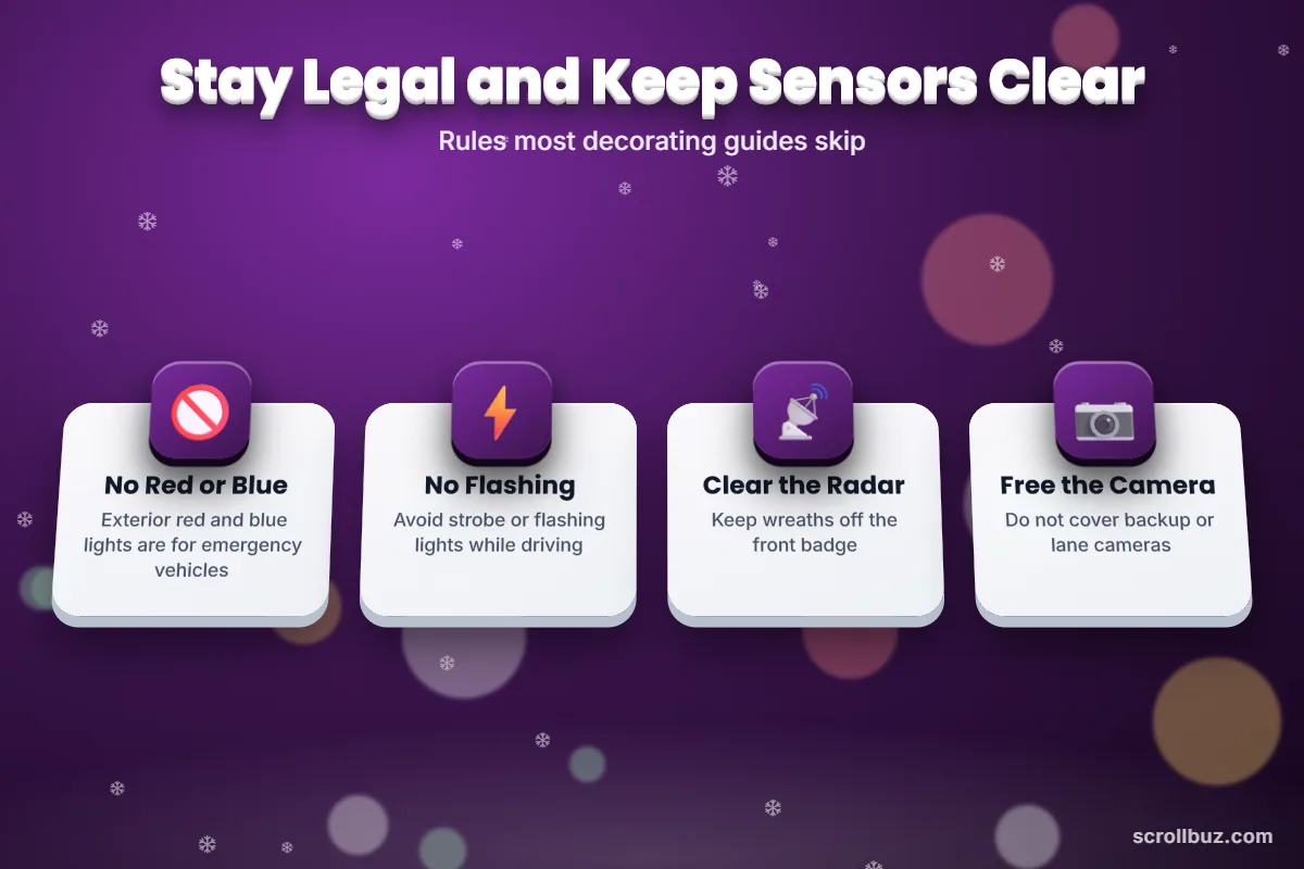 Christmas car lights legal rules and tips to keep car radar and cameras clear