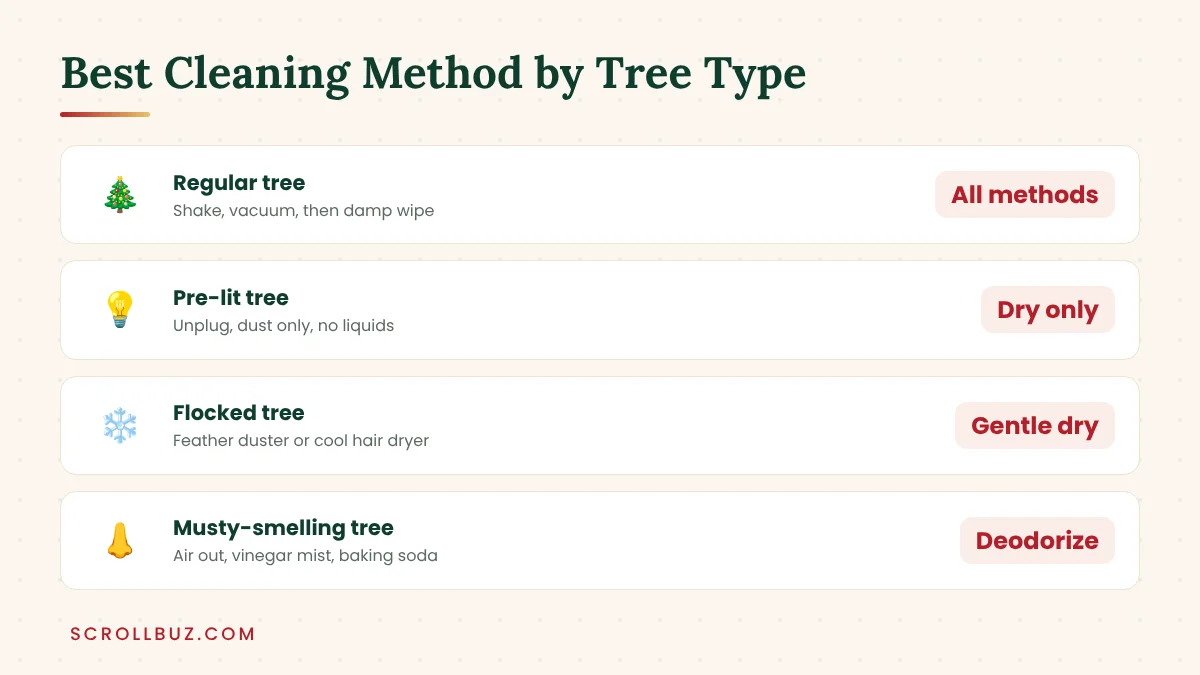 How to Clean an Artificial Christmas Tree: 5 Easy Methods (Incl. Pre-Lit Trees) 3 Best way to clean regular, pre-lit and flocked artificial Christmas trees compared