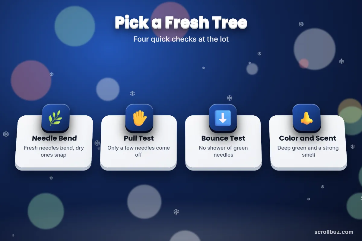 Four tests to choose a fresh Christmas tree: needle bend, pull, bounce and scent