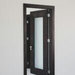Open wooden interior door in a home