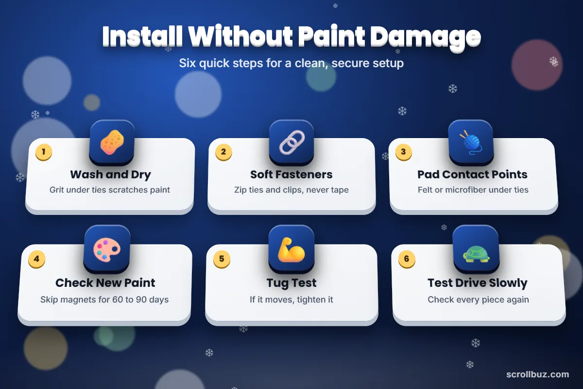 Six steps to install Christmas car decorations without damaging car paint
