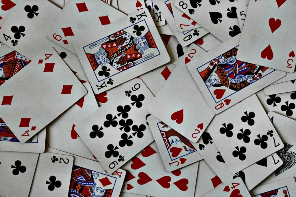Standard deck of playing cards stacked and ready for a game of Trash