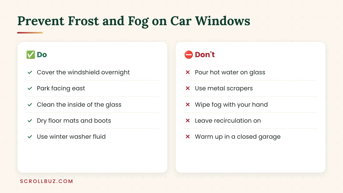 How to Defrost Car Windows Fast (Inside and Outside): 8 Proven Methods 5 Tips to prevent frost and fog on car windows in winter
