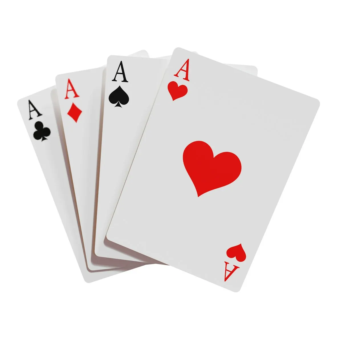 Four aces fanned out as an example of a set meld in Rummy 500
