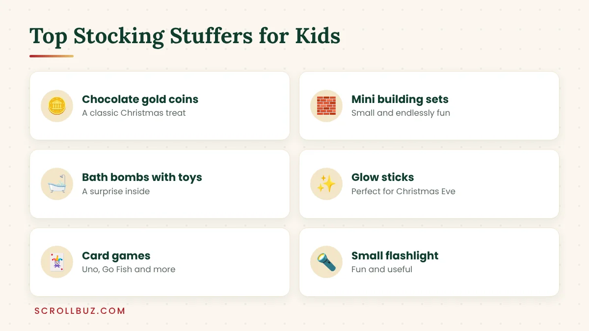 Best stocking stuffers for kids like chocolate coins, building sets and card games