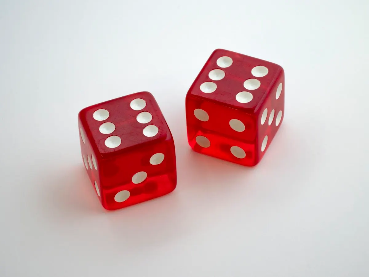 Red dice used for the white elephant dice game variation